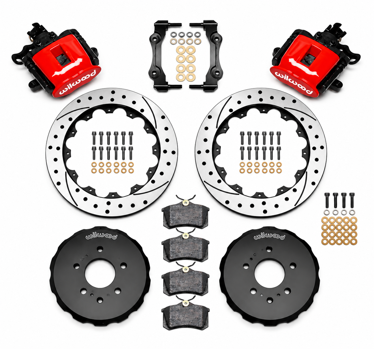 Wilwood 00-09 S2000 Red Rear Combination Drilled and Slotted Rotor Brake Kit with Parking Brake